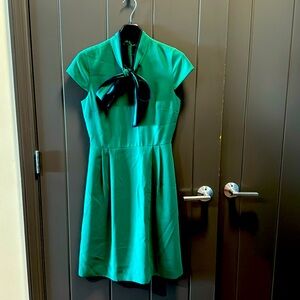 J.Crew dress, green with bowtie two side pockets